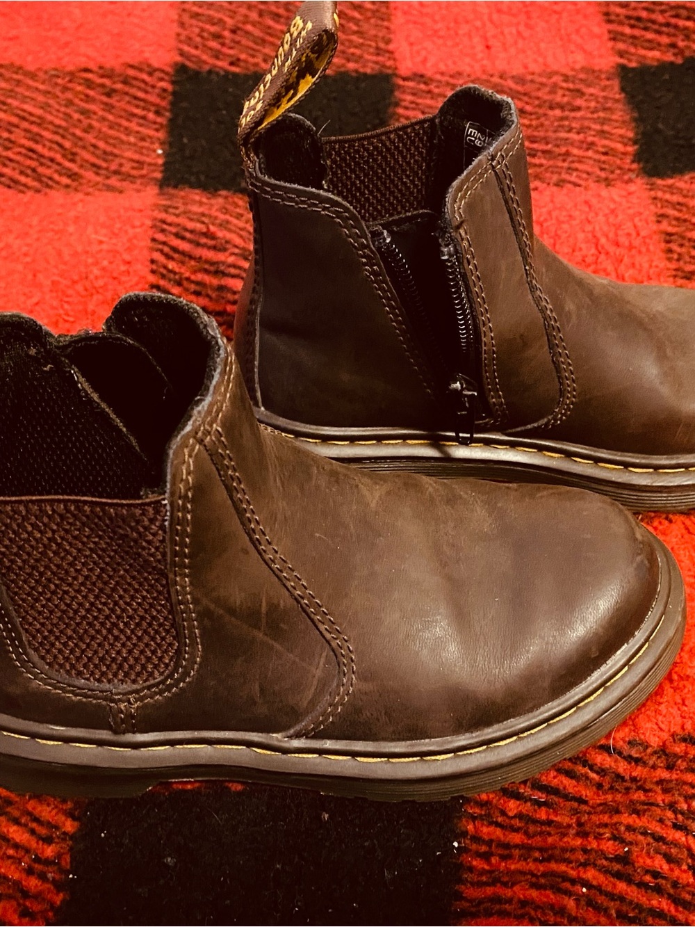 Dr. Martens Kids Brown Chelsea Boots with Side Zipper